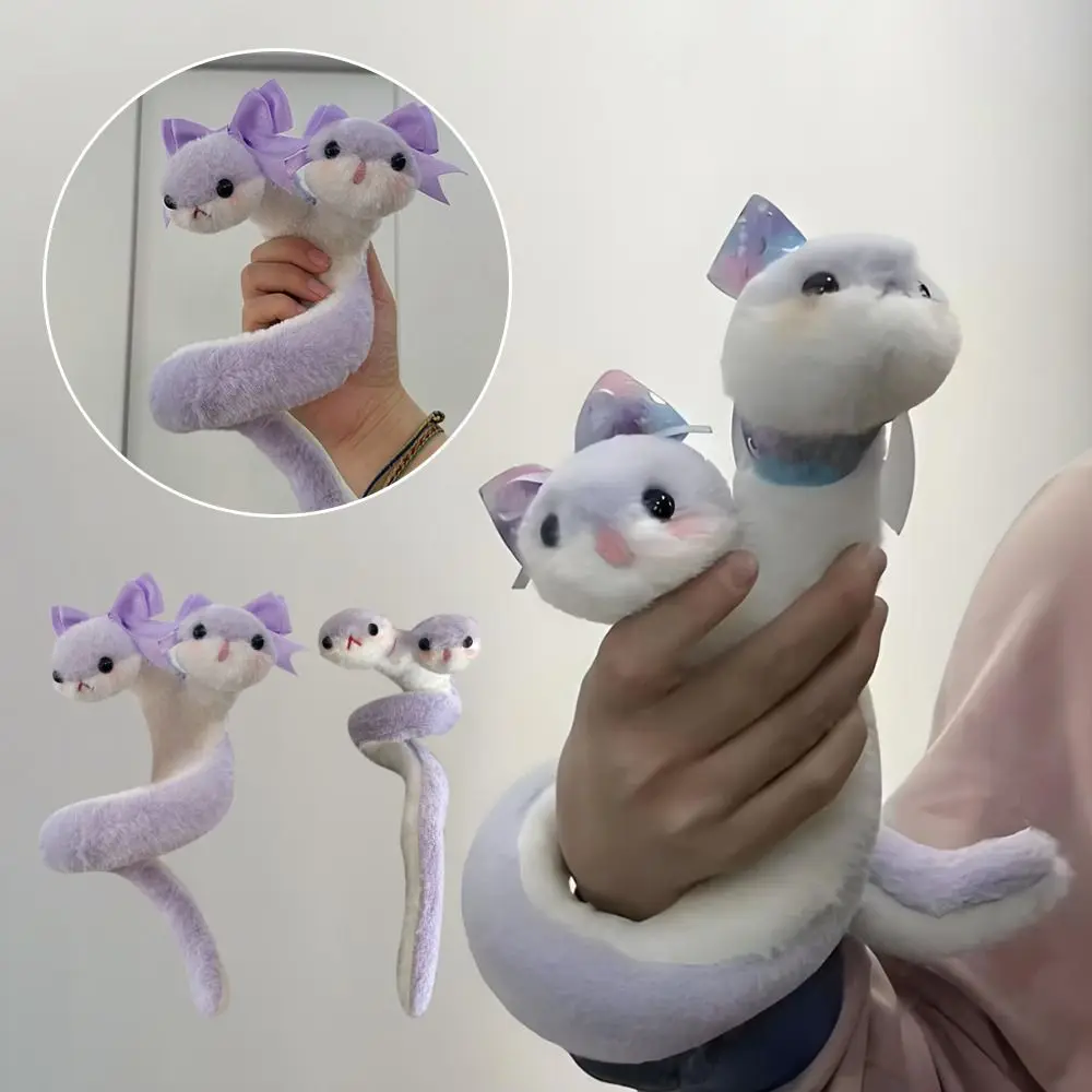 

Kawaii 58 см двуглавая плюшевая кукла-змея с оберткой вокруг руки, мягкая фиолетовая кукла-змея, плюшевая игрушка Year of the Snake, подарок для детей