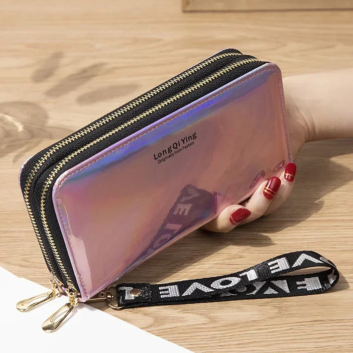 Lady Purses PU Leather Women Wallets Purse Good Quality Double Zipper Woman Wallet Cards ID Holder Long Moneybag Wristlet Bags