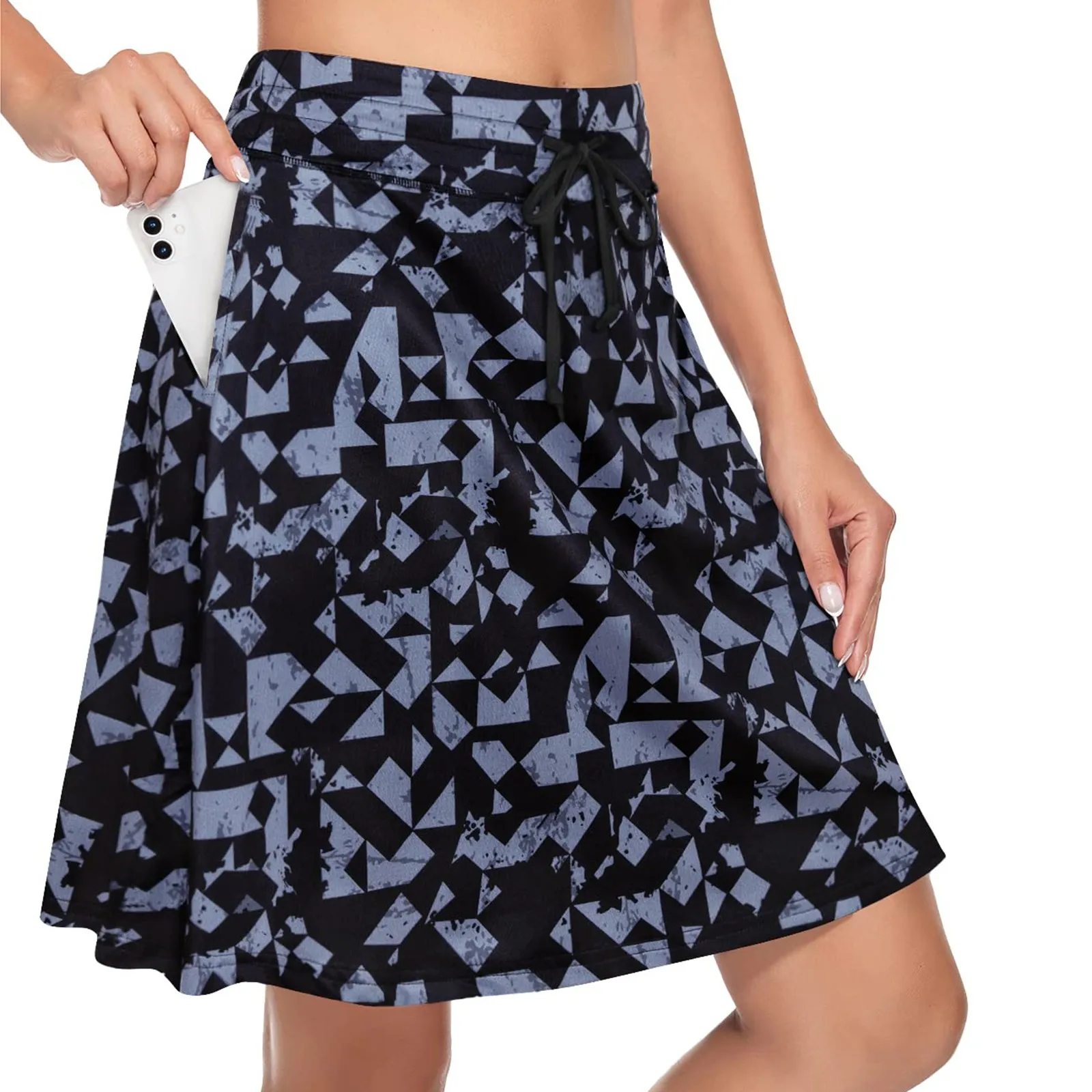 

Solid Color Skirts For Women New Women'S Knee-Length Denim Skirt Tennis Golf Casual Sports Skirt With Pockets Ladies Clothes