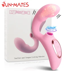 Clit Sucker Dildo Vibrator with Women's Stimulator Licking Nipple Suction Massager Heatable Vagina Masturbator Sex Toy for Woman