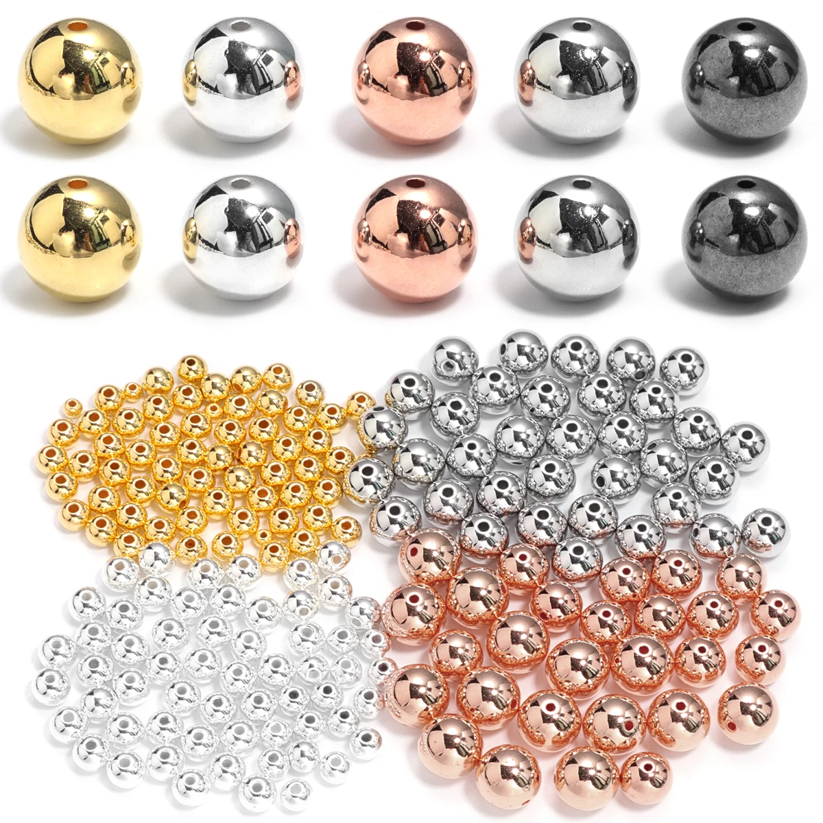 

20-500pcs/Lot Round CCB Beads For Jewelry Making Accessories Loose Spacer Beads CCB Ball Bead DIY Bracelet Necklace Wholesale