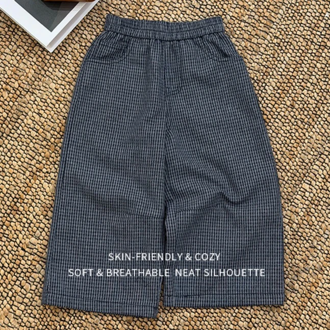 Girls Pants 2026 Autumn and Winter New Childrens Clothing Korean Style Girl Baby Loose Foreign Style Retro Plaids Straight Pants