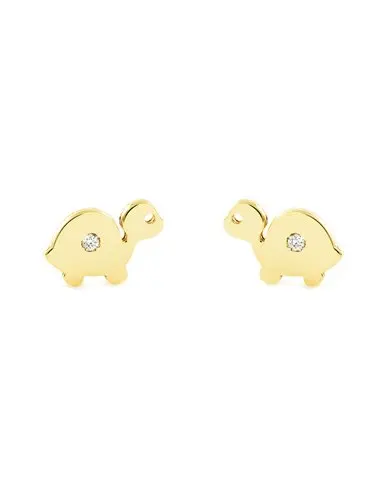 Earrings baby/girl gold 9k turtle zirconia