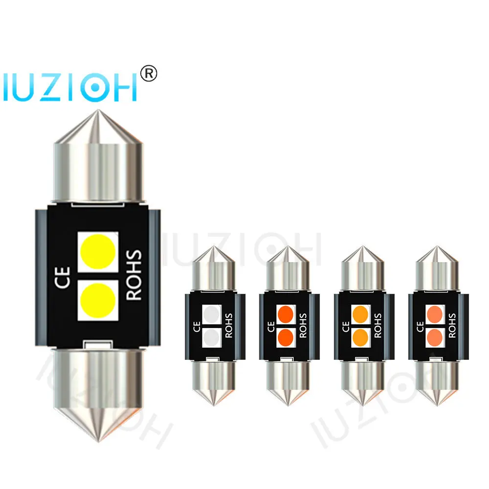 

IUZIOH 2PCS Festoon C5W 28mm Led Car Interior Bulb SV8.5 C10W Dome License Plate Signal Lamp 12V Light Red Blue Warm White Pink
