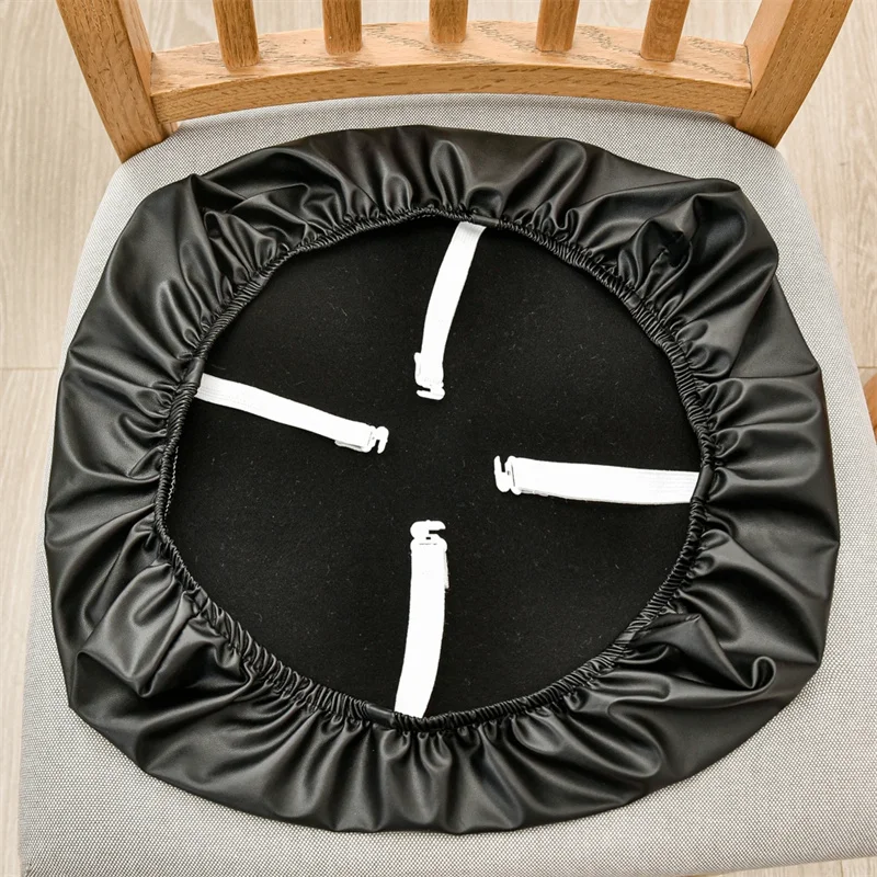 Wasserdichter Stuhlkissenbezug für Küche, Esszimmer, Ledersitzbezug, Esszimmerstuhl-Sitzkissenbezug, einfarbig – Detail 16
