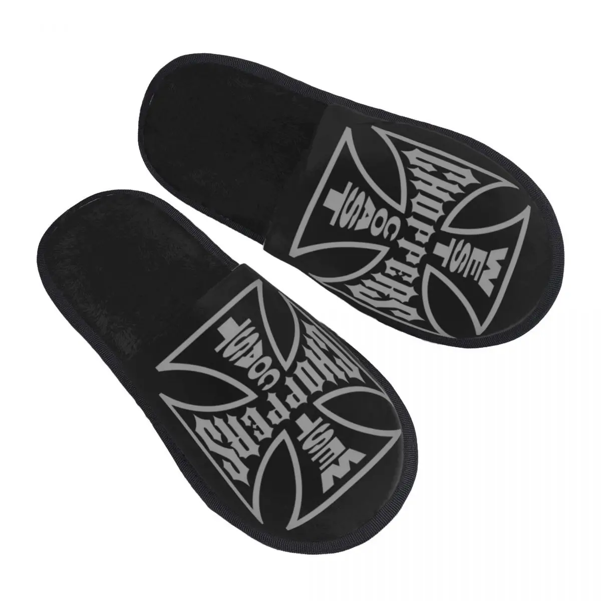 West Coast Iron Cross Choppers Soft Scuff With Memory Foam Slippers Women Bedroom House Shoes