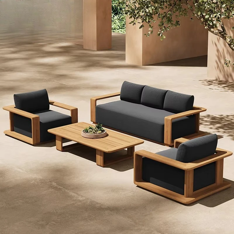 #Hotel Outdoor Furniture Set Modern Teak Wooden Garden Set Patio Furniture Set Villa Luxury Outdoor Sofa Resort Garden Furniture