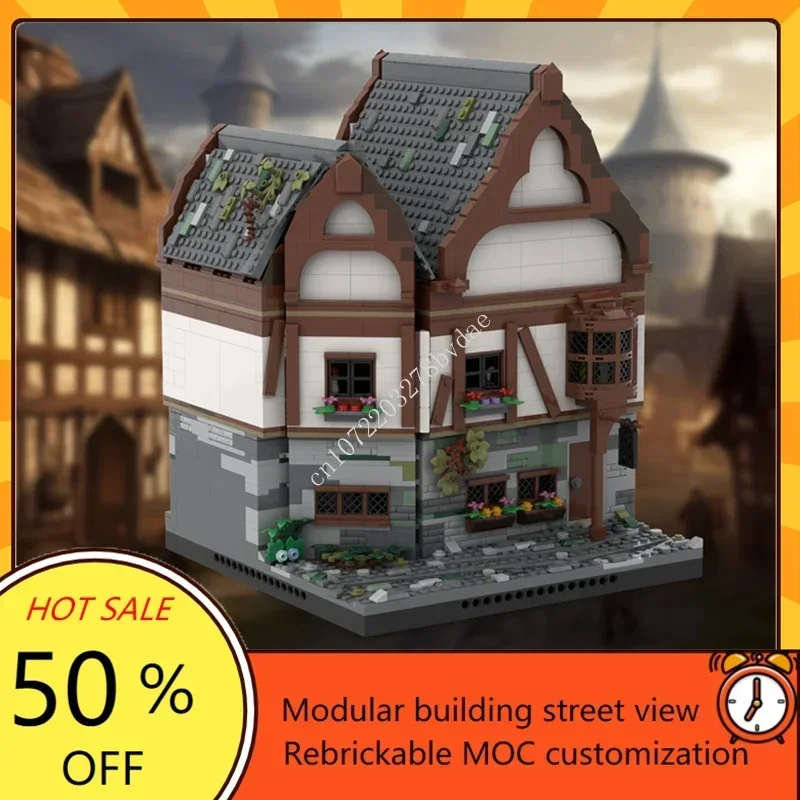 2340PCS Hot City Selling Medieval Tavern  MOC Creative Street View Custom Puzzle  Assembly Model Birthday Toy Christmas Gift