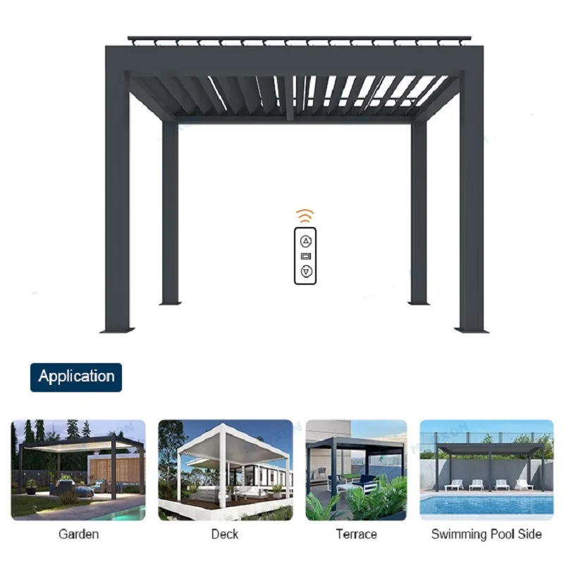 Hot Sale Garden Gazebo Pavilion 3x4 4*5 5*6 6*6 Sun Shading Bioclimatic Pergola