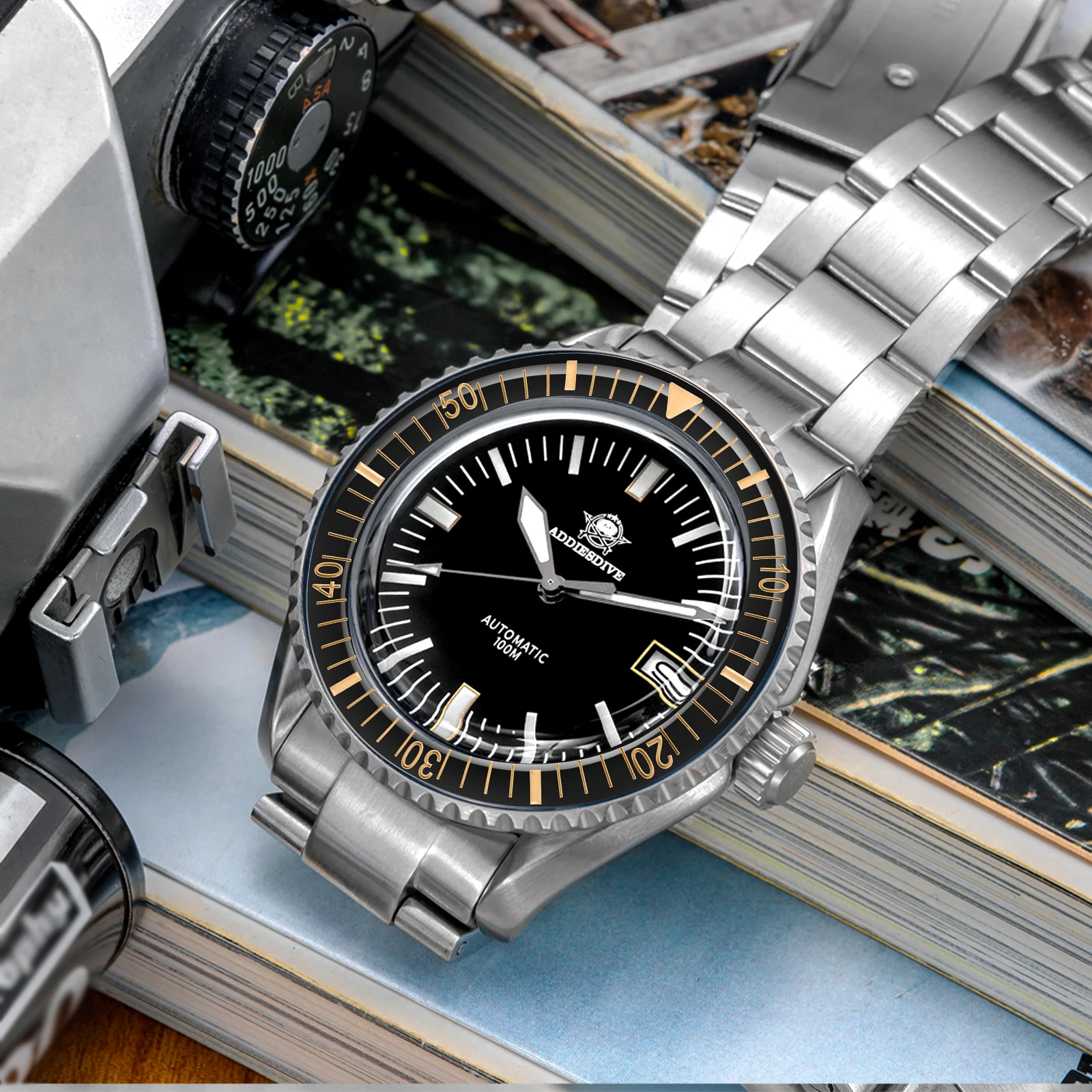 ADDIESDIVE AD2058 Men Watches Sapphire 100m Waterproof Automatic Mechanical Watch Relogios Masculino Luminous Steel Wristwatches