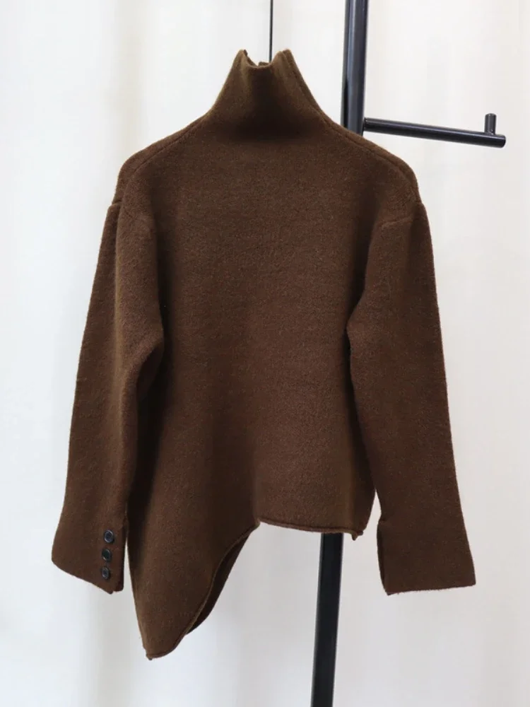 Cardigan lavorato a maglia dal temperamento premium 2024 giacca maglione irregolare dal nuovo design autunno e inverno