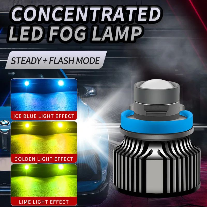 Laser Lens H7 Led Fog Light Bulb H11 Led Fog Lamp H8 H9 9005 HB3 9006 HB4 CSP 8000K 6000K 3000K Turbo Fog Light For Car 12V