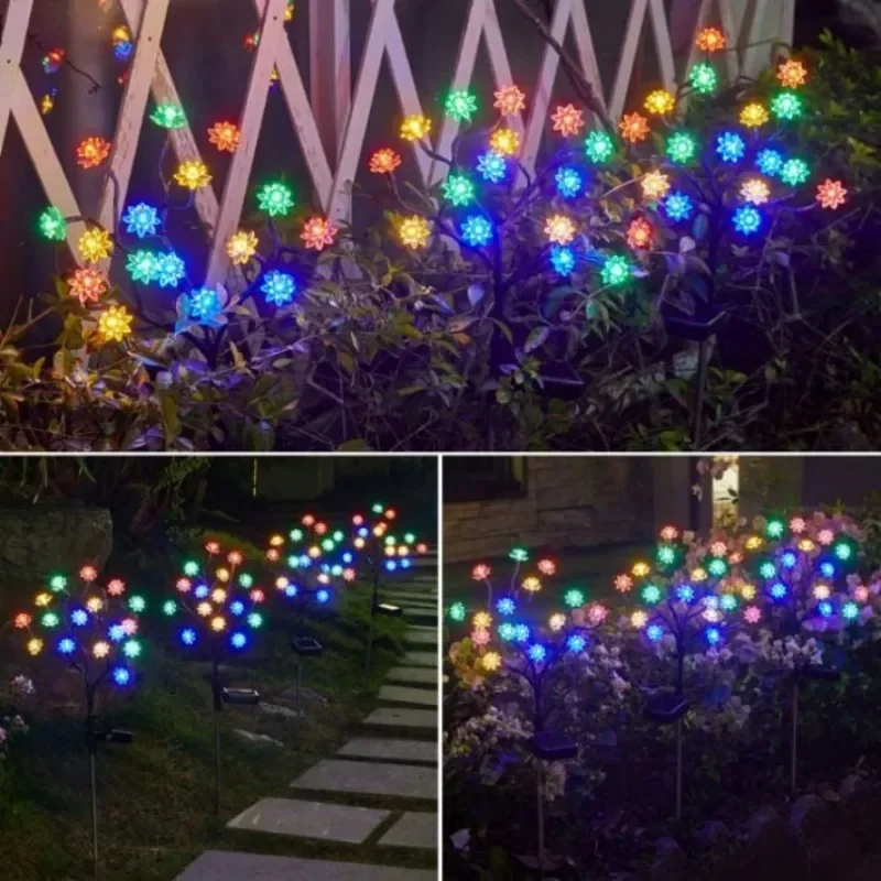 Lampes solaires multicolores à LED, prise de terre, étanche, sans fleur, jardin, pelouse, extérieur, nouveau, 2024