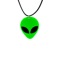 unique Acrylic Alien necklace Cute Funny Cartoon Green Space Head alien pendant necklace Resin alien mask Statement choker