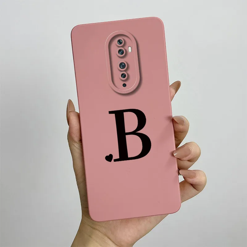 For OPPO Reno2 F Case oppo Reno2z Phone Case Oppo Reno 2 Case CPH1989 CPH1907 Cute Letters Square Silicone Shockproof Back Cover