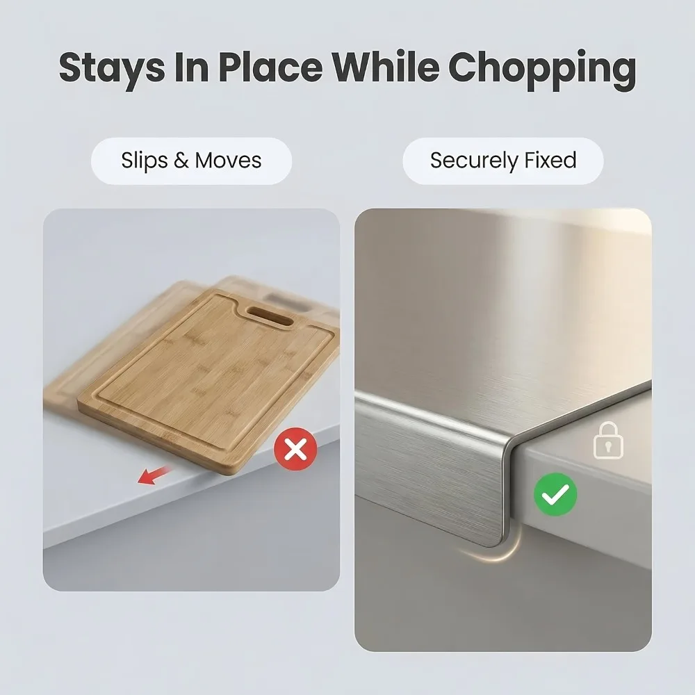 Stainless Steel Cutting Board Thickened Double Sided Folding Edge Pastry Board Kitchen Utensils Multi Functional Utility Kit Set image 6