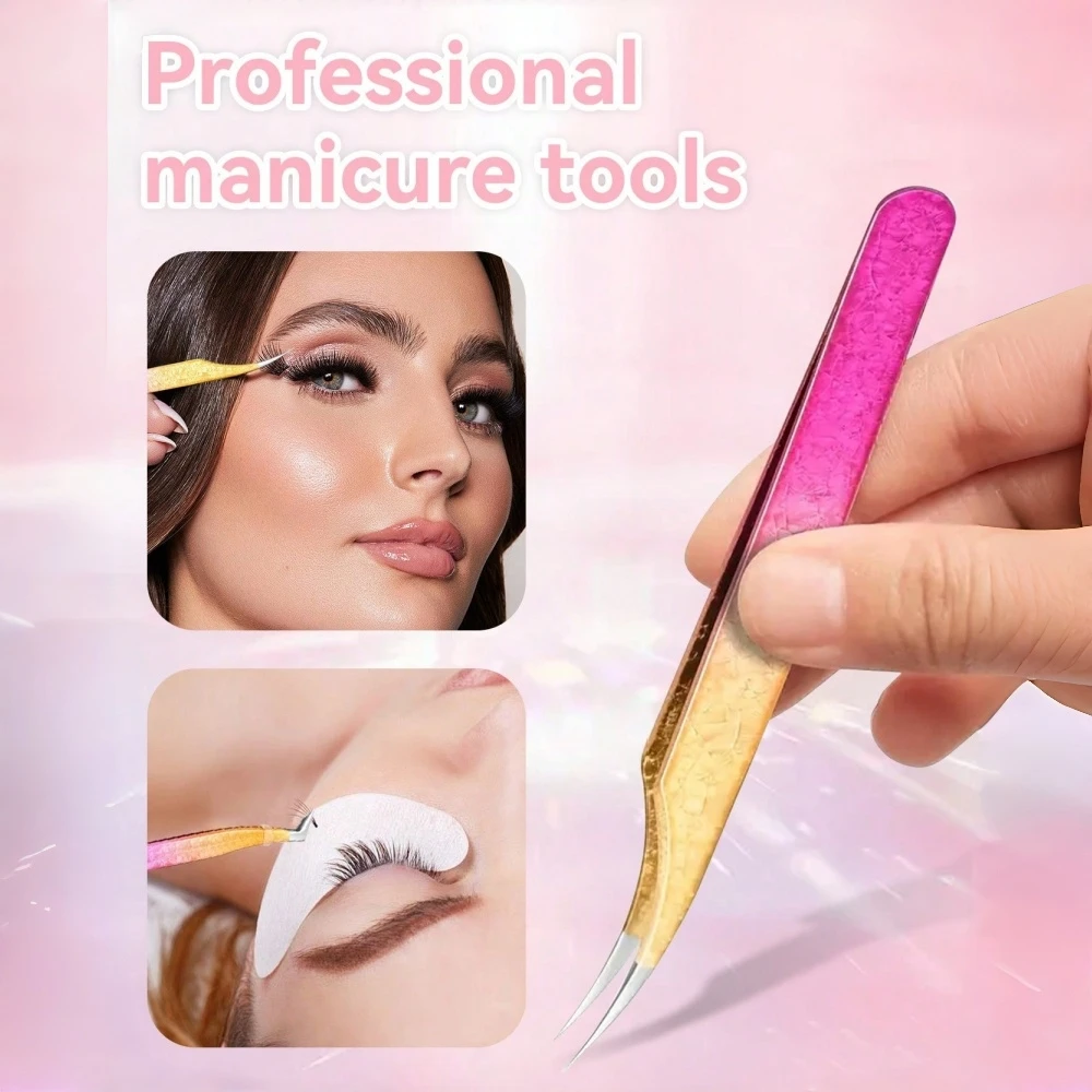 3/5Pcs/Set Precision Eyelash Tweezers Set, Professional Stainless Steel Eyelash Applicator and Removal Tool, Titanium-Coated Tips with Storage Box, Beauty Accessories, Suitable for DIY Salon Makeup Enhancement and Lengthening, Women's Gift