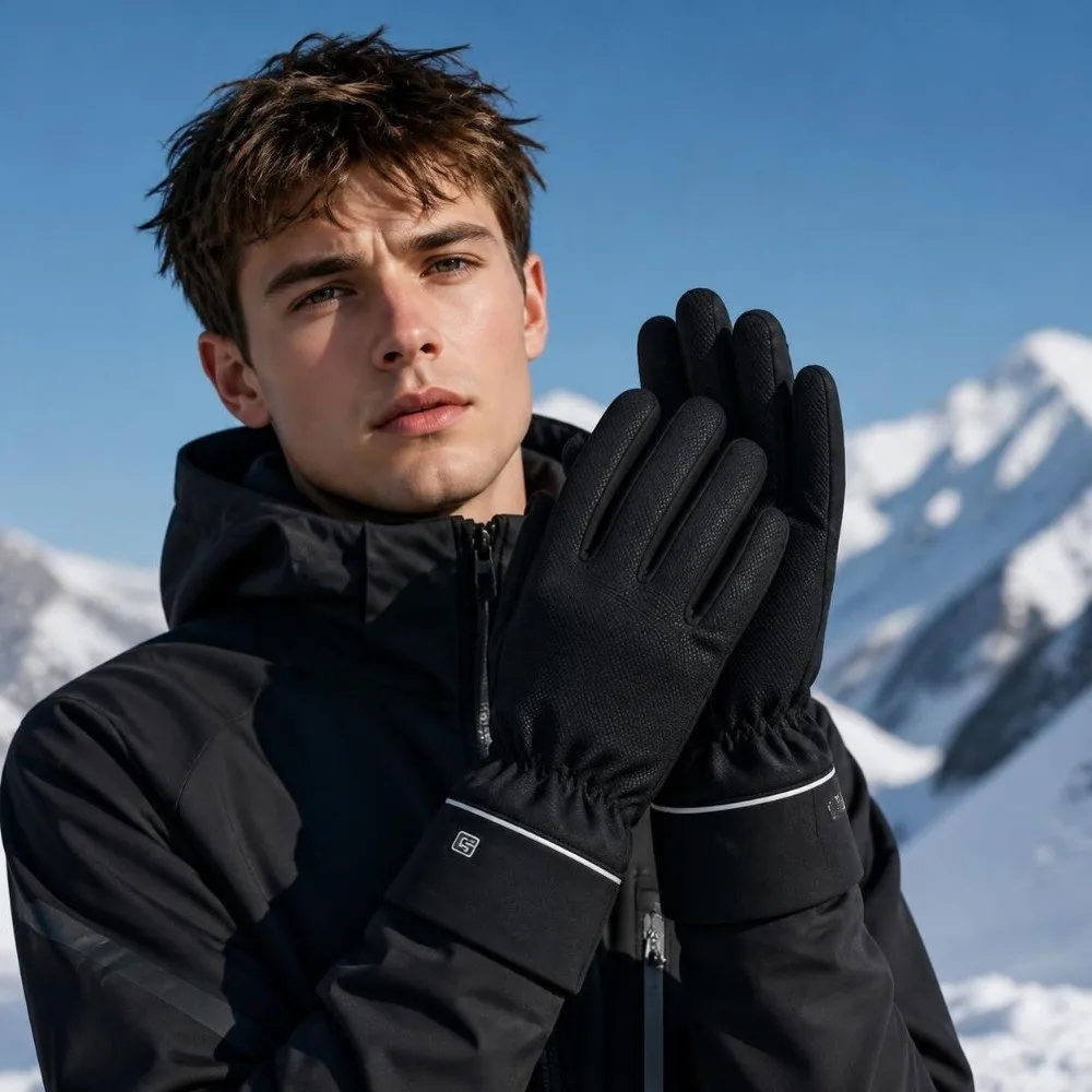 New Double-Layer Winter Thermal Gloves Thick Warm Waterproof Touch Screen Gloves Non-Slip Windproof Ski Gloves Men Women