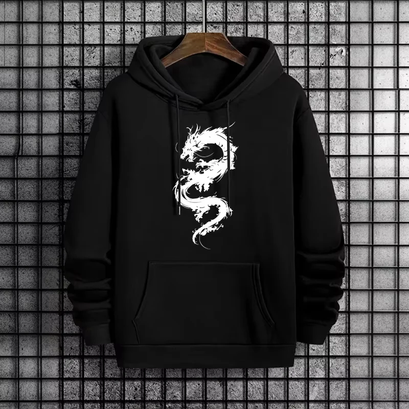 Chinesischen Drachen Druck Herren Mit Kapuze Sweatshirt Urban Street Style Hip Hop Mode Hoodies Männlich Casual Coole Oberbekleidung Herbst Winter