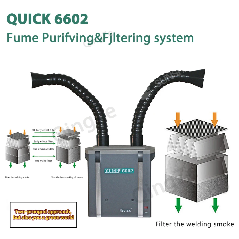 Sistema di purificazione e filtrazione del fumo QUICK 6602 strumento per fumatori di saldatura per estrattore di fumo a basso rumore a posizione