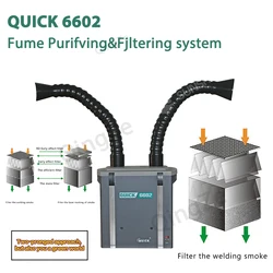 QUICK 6602 Smoke Purification and Filtration System Single/double Position Low Noise Smoke Extractor Welding Smoking Instrument