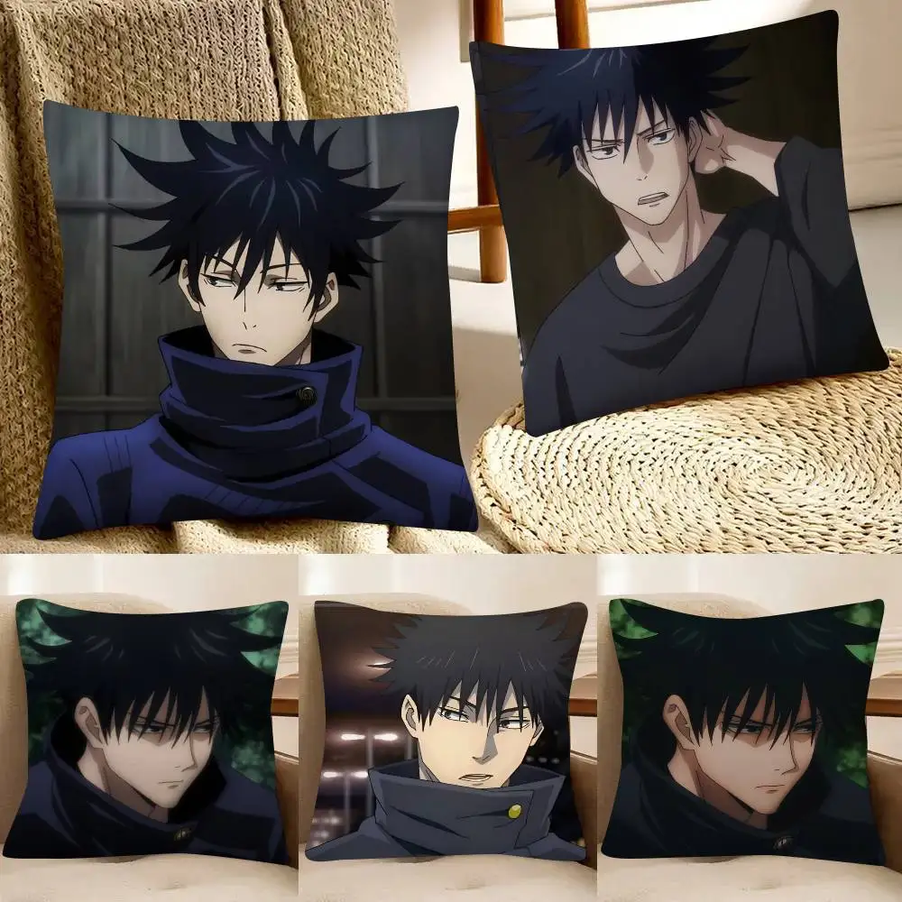 Cool Anime Boy Megumi Fushiguro Pillow Case Fashion Square Pillowcase Bedroom Sofa Room Ins Decoration Leisure