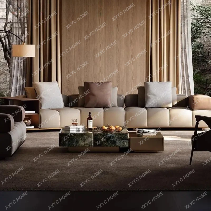 LXLight luxury furniture customized natural luxury stone popular square coffee table combination  high-end tea table