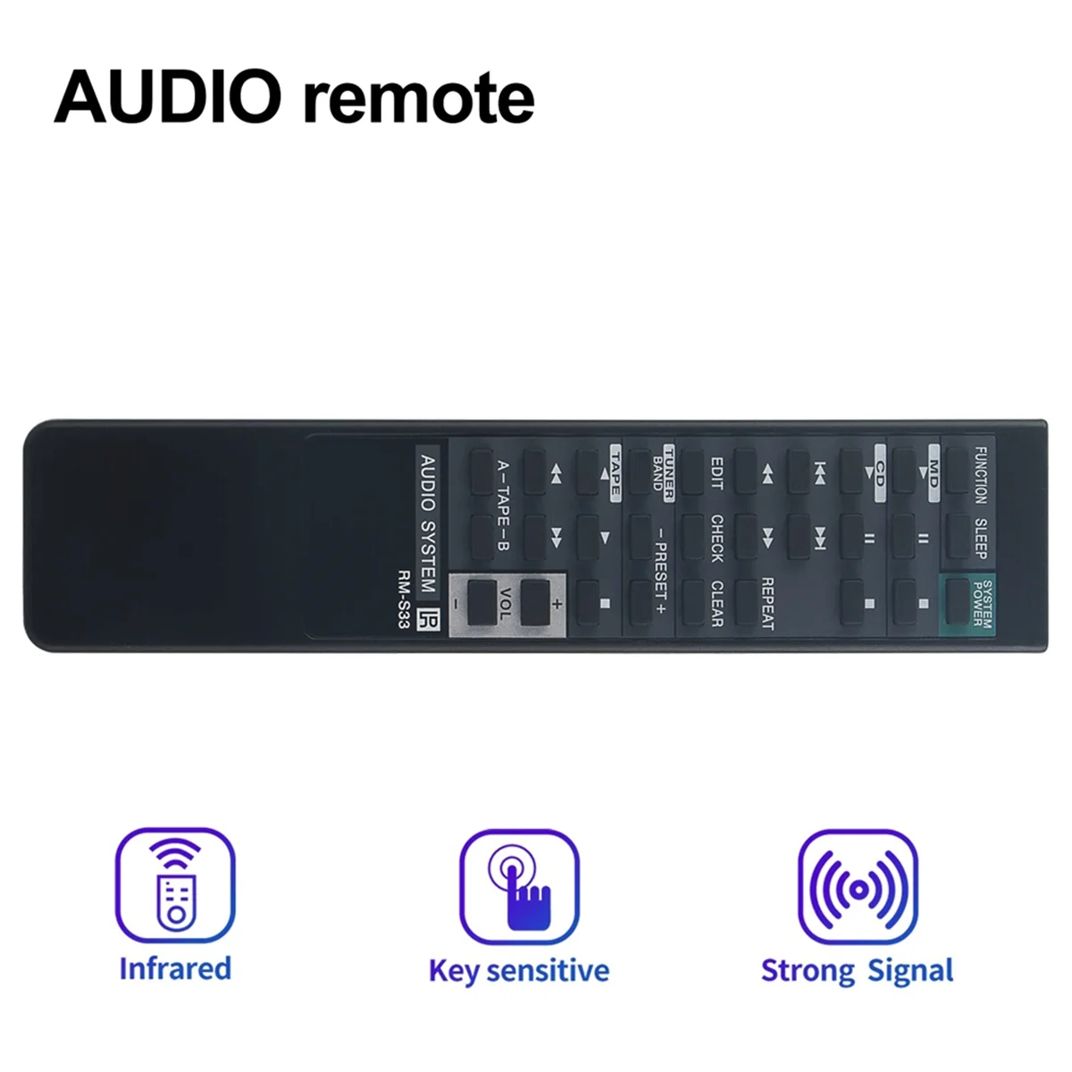 A23K-RM-S33 Remote Control for Sony Audio System HCDH801 MHC701 MHC-701 MHC-801 MHC-S30 MHC801 MHCS30 STD777ES