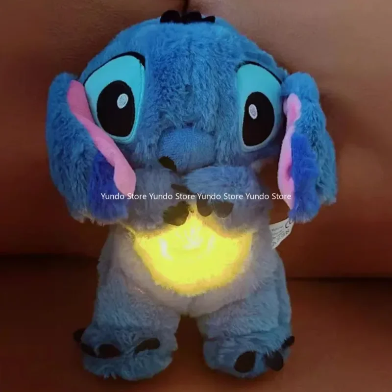 Disney Doll Breathing Gifts Kawaii Stitch Baby Sleeping Companion Sound Soothing Musical  Kawaii with Air Bag and Light Toys