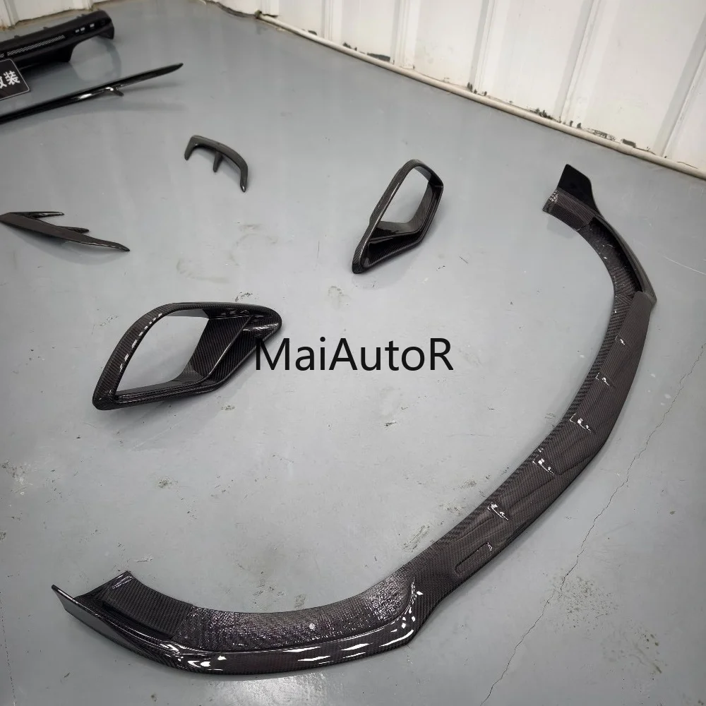 Dry carbon fiber Front lip rear Lip Side Skirt rear spoiler For Benz S63 AMG W222 upgrade to Brabus Style front bumperl body kit