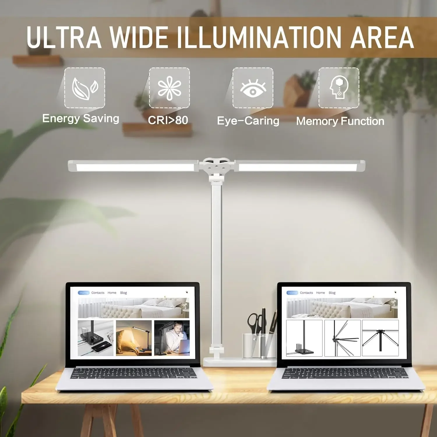 Dimmable LED Desk Lamp with USB Charging Port Dual Swing Arm Architect Table Lamp Desk Lamp for Home Office Dorm Piano Nail