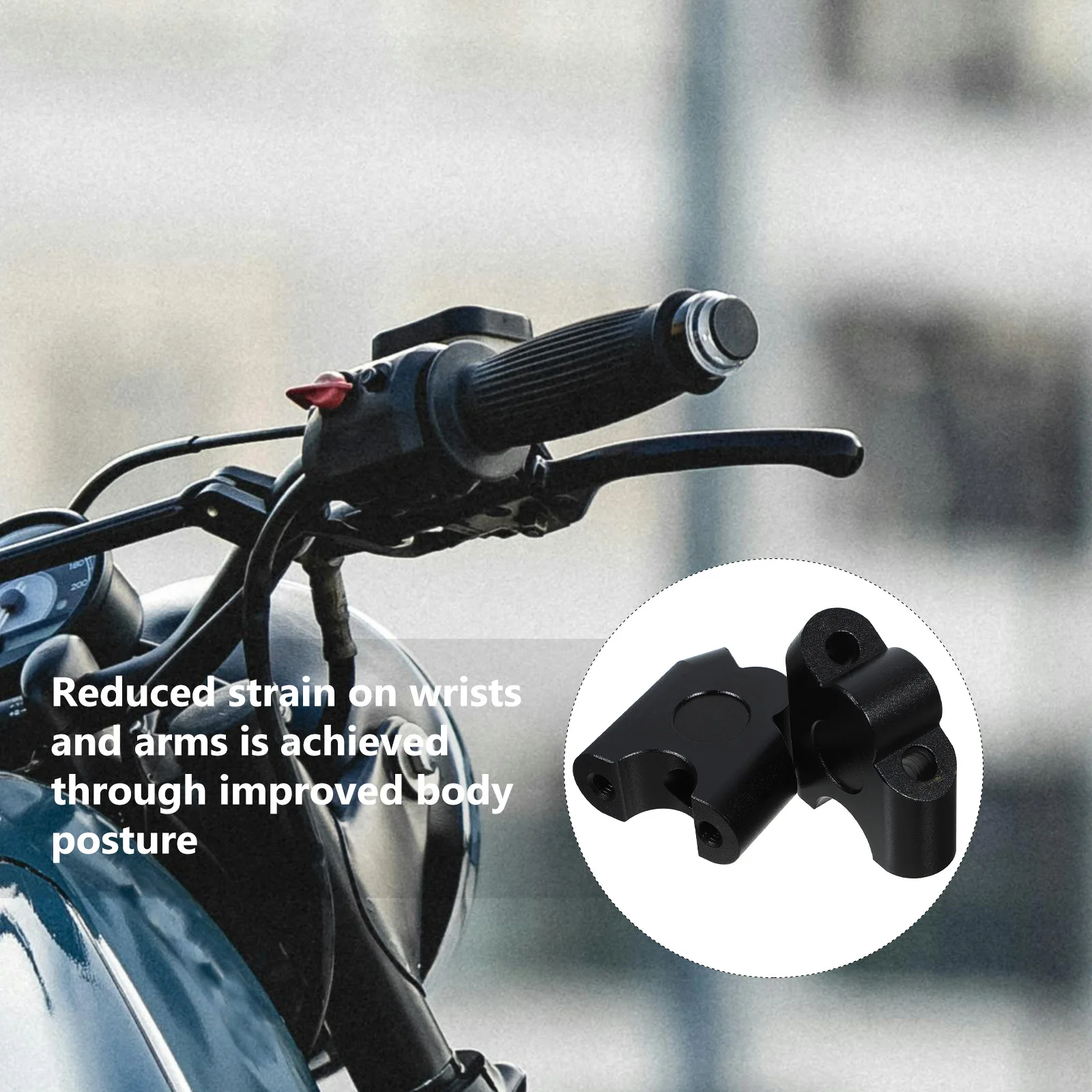 

2PCS Motorcycle Handlebar Riser Clamp 22mm Black Aluminum Alloy Handlebar Clamp Mounting Motorcycle Accessories Enhanced Comfort
