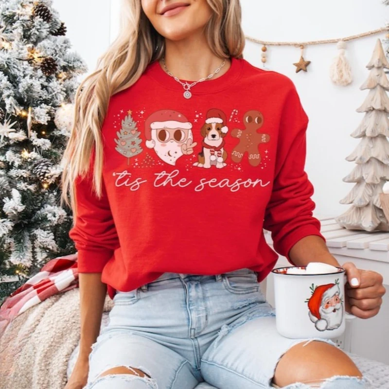 بيغل عيد الميلاد البلوز سانتا الزنجبيل رجل عيد الميلاد Crewneck طاقم الرقبة عارضة مريحة الخريف الشتاء الحرارية هوديي #5
