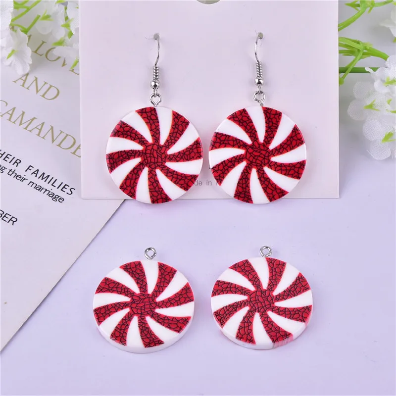 10pcs/pack Double Face Lollipop Christmas Resin Charms for DIY Earring Jewelry Making