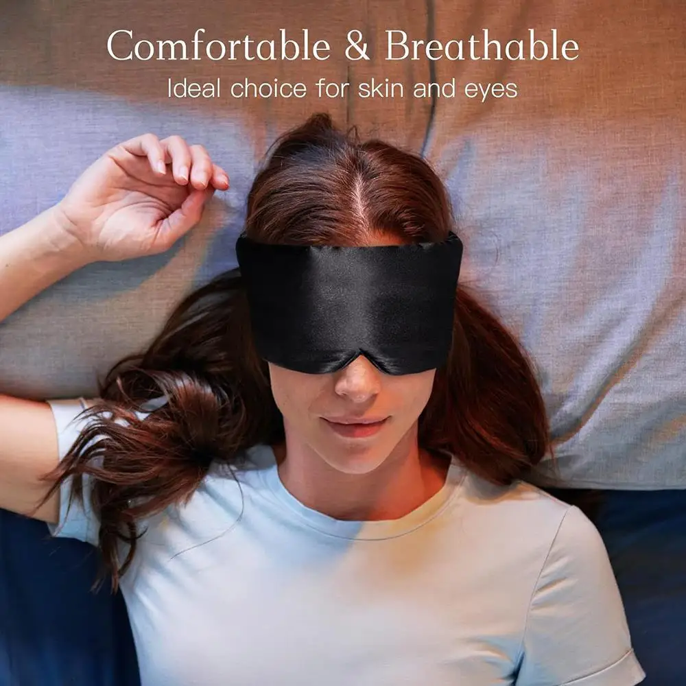 Maschera per gli occhi in seta per dormire che blocca la luce Benda per gli occhi da viaggio portatile Maschera per gli occhi per il sonno Testa avvolta per alleviare lo stress Aiuto per il sonno