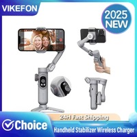 2025 Handheld Stabilizer Wireless Charger LED Display Light Focusing Wheel for iOS Android Phones Smart X Pro Universal Joint