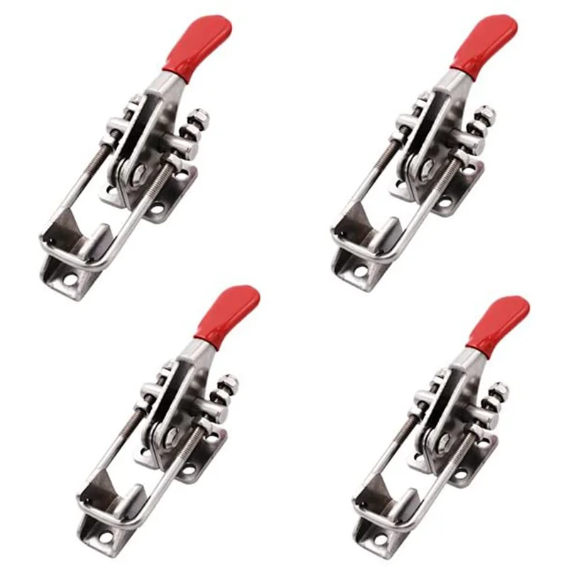 Happy New- 304 Stainless Steel Adjustable Pull Latch Toggle Locking Clasp Latch Lever Clamp Heavy Duty Toggle Bolts Clamps Toggl
