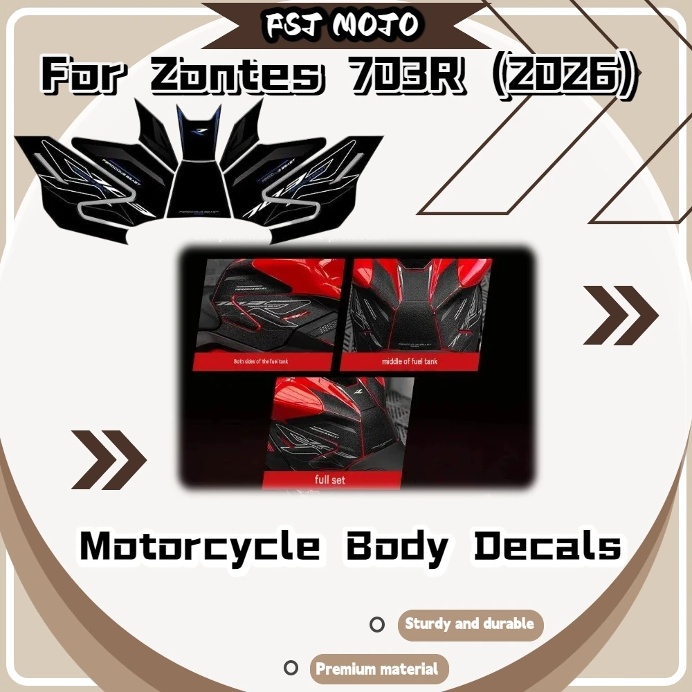 For ZONTES 703R 2026 Tank Armor Protective Sticker Wear‑Resistant Removable No Glue Residue Motorcycle Decal Mod Accessories
