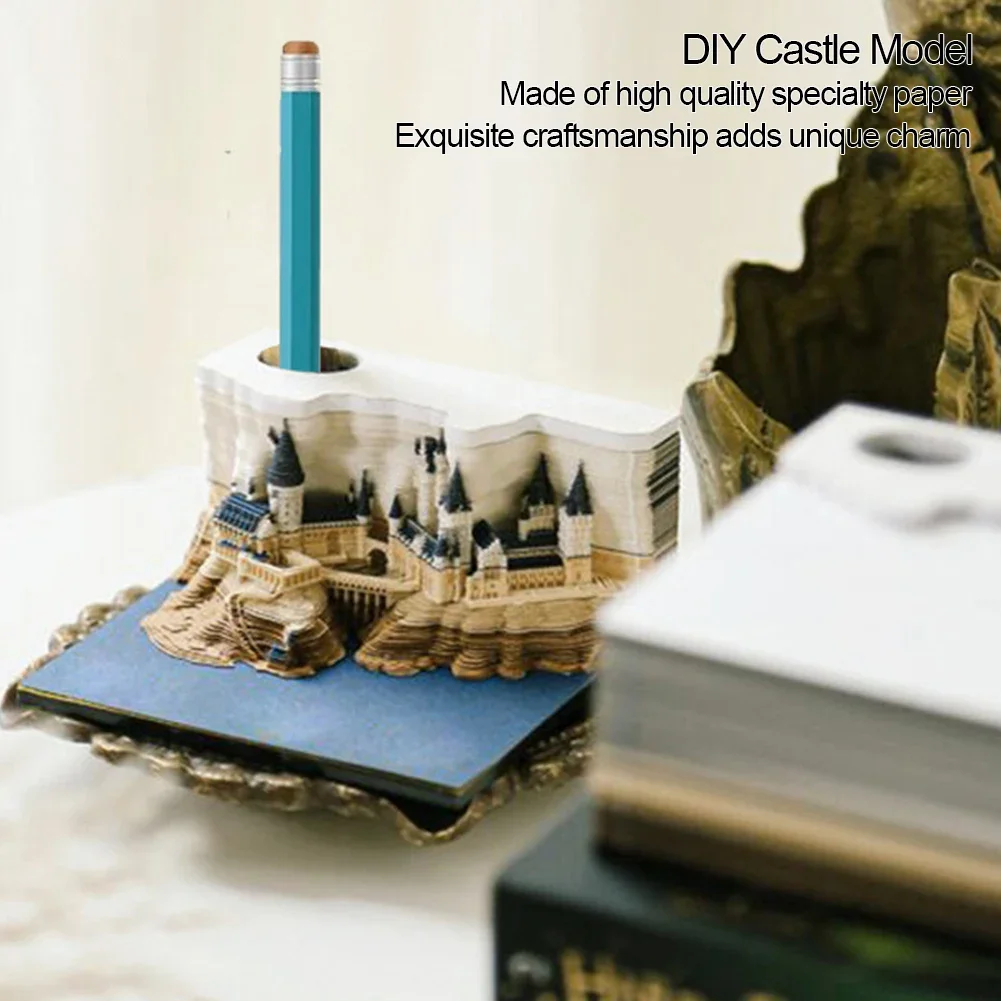 Castle House Tear Off  3D Note Pad With Light And 2025 Calender