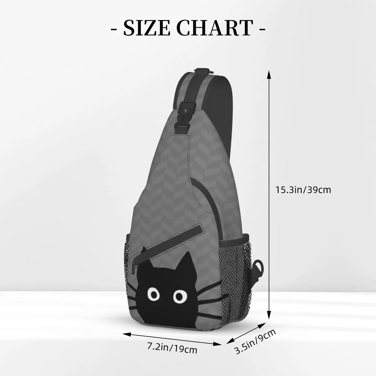 Zwarte Kat Gezicht Crossbody Sling Tassen Voor Mannen Vrouwen Borst Tas Schouder Rugzak Dagrugzak Voor Reizen Wandelen Camping Satchel