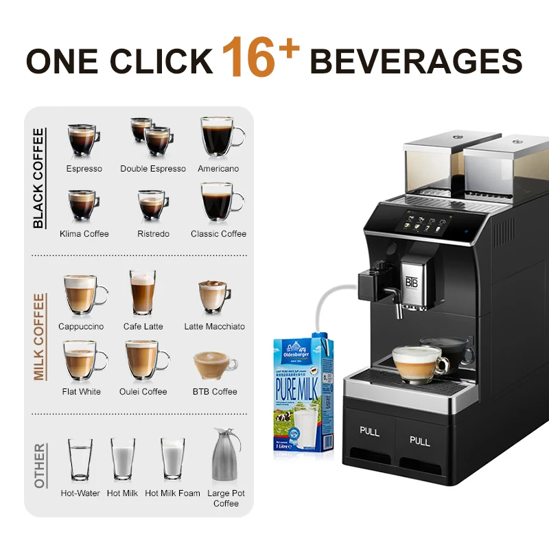 for Hot Selling Commercial Fully Automatic Bean to Cup Home Cappuccino Espresso Coffee Machine for  Business