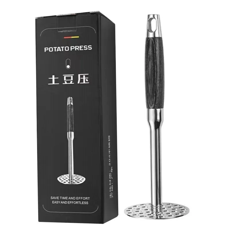 

316 Stainless Steel Potato Press With Wooden Handle Mashing Plate for Smooth Mashed Potato Fruit Tools Press Crusher for Cooking