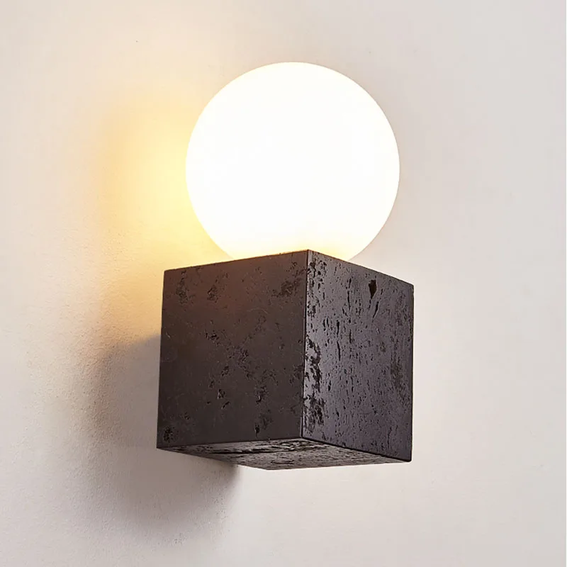 

Minimalist Black Hole Stone Modern Wall Light Bedroom Bedhead Living Room Background Designer Creative Black Sconce Light