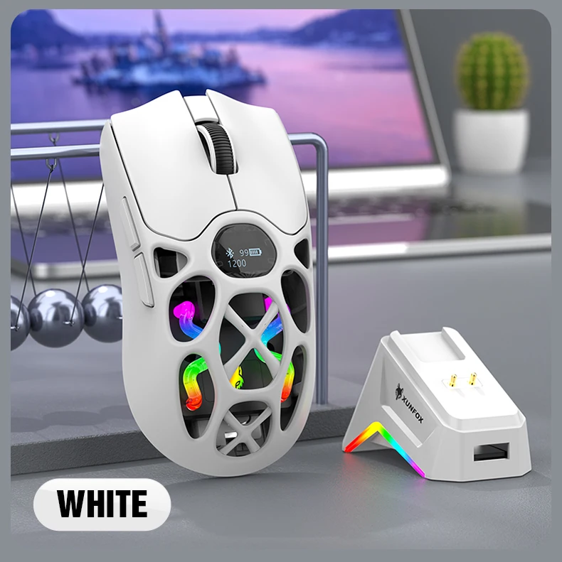 XUNFOX H16PRO Mouse, lightweight S205, Three-Mode Wireless Bluetooth Mouse for Gaming, Charging, RGB Lighting, Suitable for P
