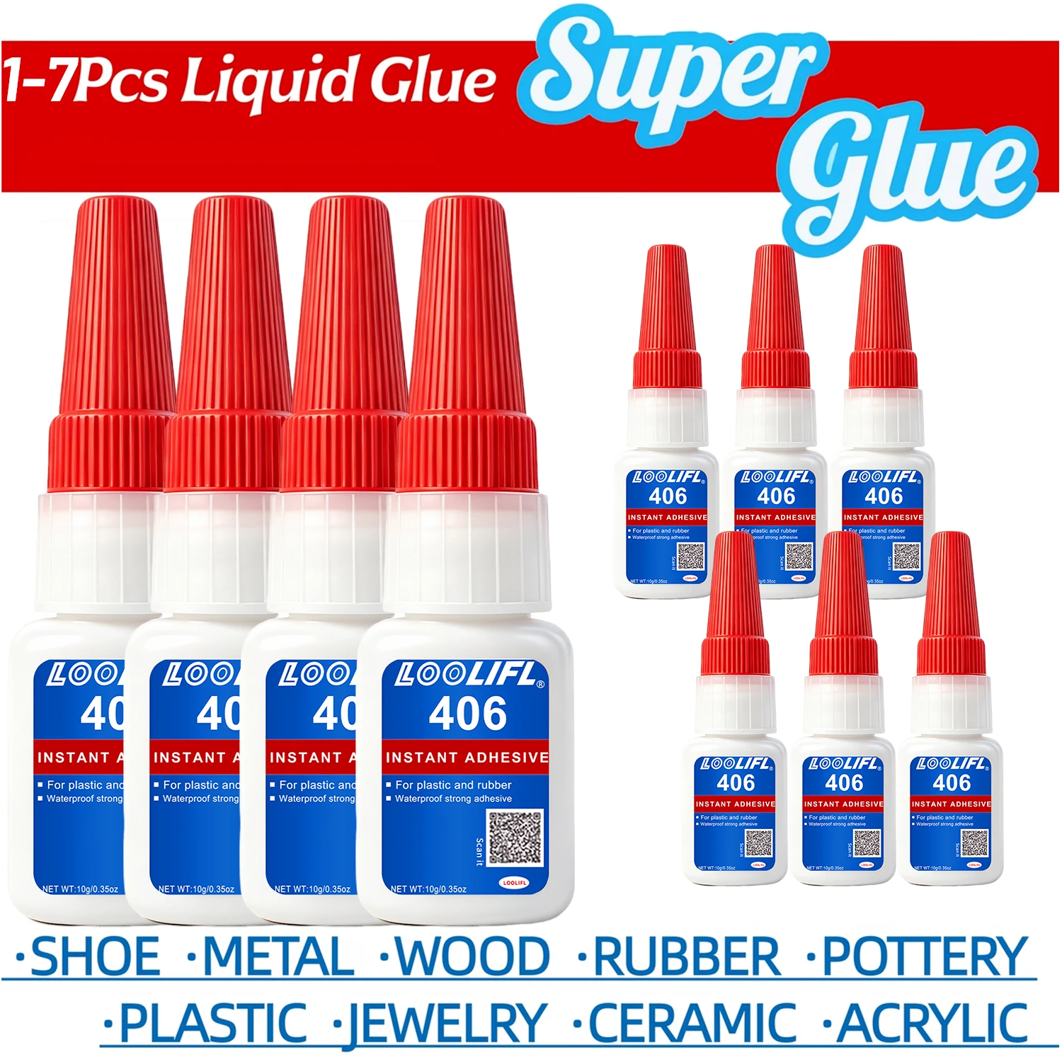 10G New Multi‑Purpose Super Glue 406 Instant High Strength Adhesive For Plastic Glass Wood Metal DIY Strong Bonding Repair Tools