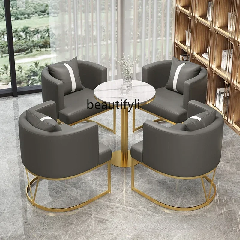 LHY26 ss yj Light Luxury Coffee Shop Table and Chair Combination Single Sofa Nordic Leisure Negotiation Table and Chair