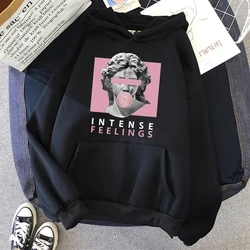 INTENSE FEELINGS-Sweat à capuche multicolore pour femme, impression créative, poche adt, pull hip hop, sourire, vêtements de mode