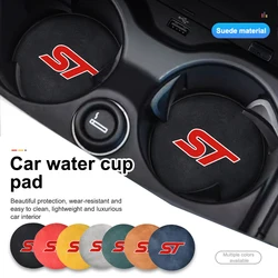 Car Suede Coaster Anti-Slip Water Cup Pad Bottle Holder Mat For Ford ST Racing Performance Focus Mk2 Mk3 MK4 Fiesta Ranger