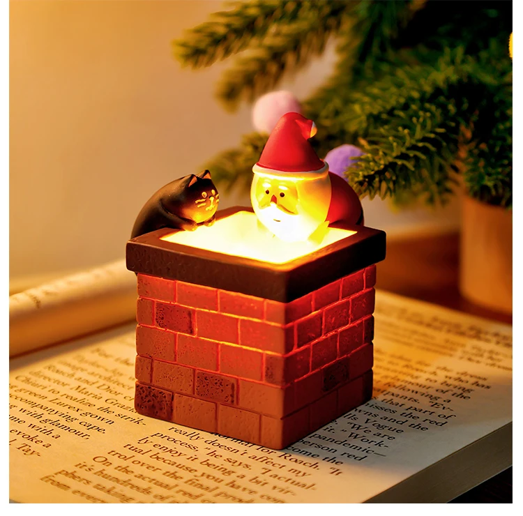 الإبداعية LED هدية الكريسماس ضوء الليل مدخنة حامل قلم سانتا متوهجة للمنزل غرفة نوم منضدية ديكور لزينة السنة الجديدة