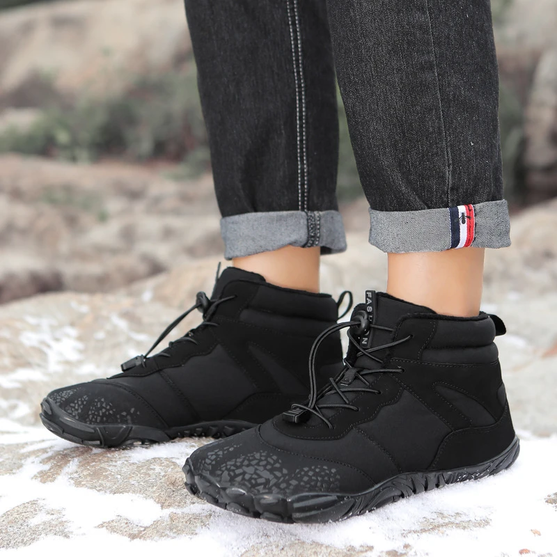 Winter Plush Waterproof Cotton Shoes Five-Finger Snow Shoes Warm And Comfortable Couple High-Top Cotton Boots Casual Versatile